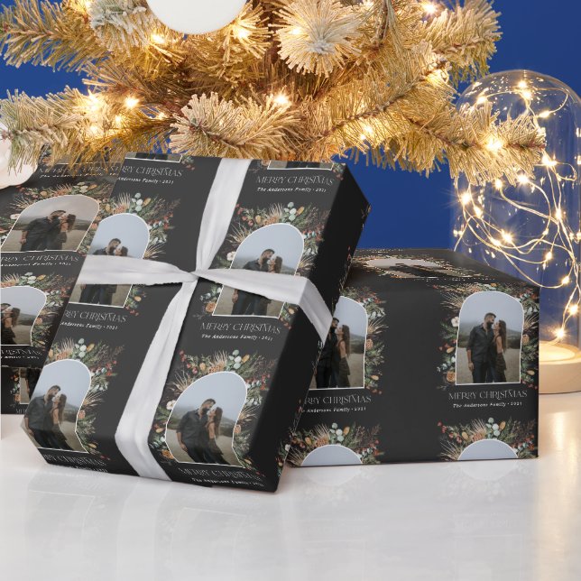Papier Cadeau Noël 1 arche photo aquarelle botanique floral (Vacances)