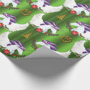 Papier Cadeau Noël à ailes de vert de licorne