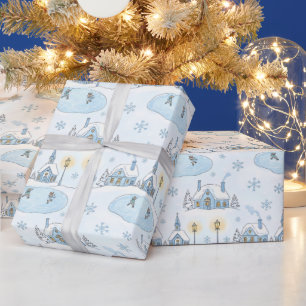Papier Cadeau Noël à Cité de Neige de Nuit