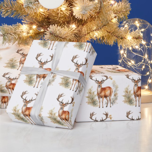 Papier Cadeau Noël à Whitetail Buck Forest (Vacances)