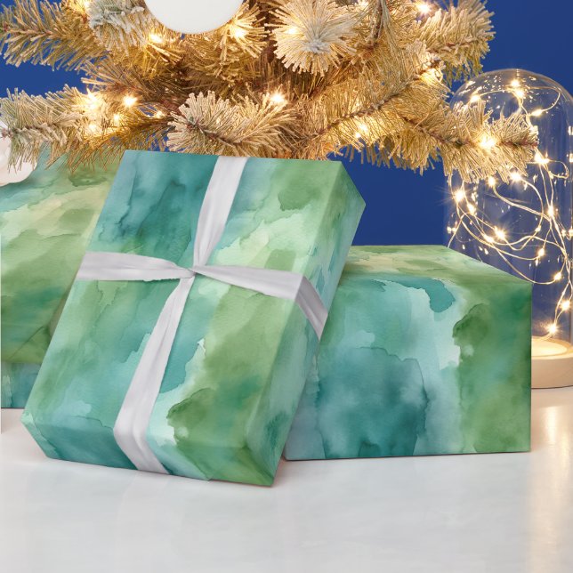 Papier Cadeau Noël abstrait vert menthe (Vacances)