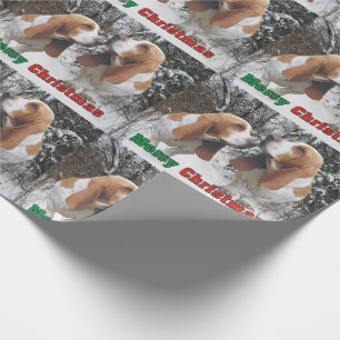 Papier Cadeau Noël adorable de chiens de basset Joyeux