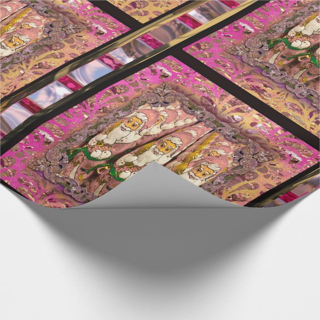 Papier Cadeau Noël amusant à Père Noël Vintage (Coin)