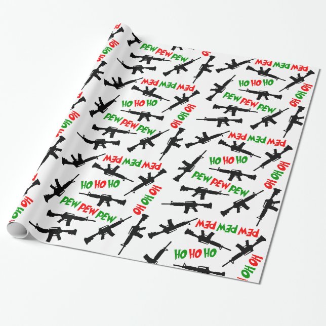 Papier Cadeau Noël AR-15s HO HO HO HO POW PEW PEW (Déroulé)