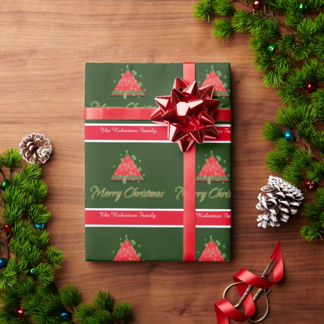 Papier Cadeau Noël arbre motif moderne fête tendance (Cadeau de vacances)