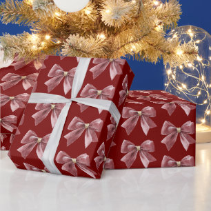 Papier Cadeau Noël Arc Rouge Or