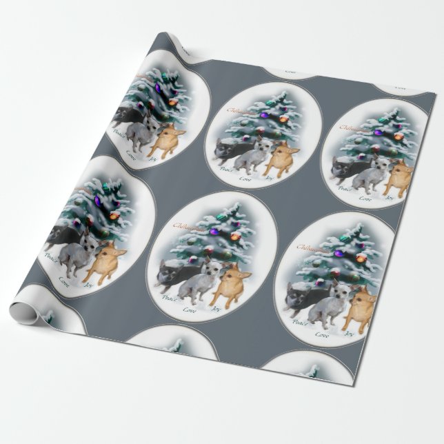 Papier Cadeau Noël aux amoureux du Chihuahua (Déroulé)