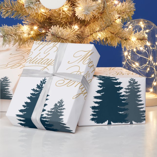 Papier Cadeau Noël aux arbres bleus (Vacances)