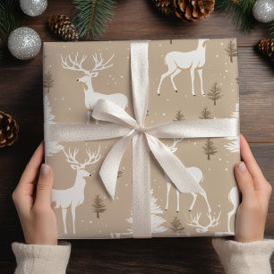 Papier Cadeau Noël aux cerfs blancs