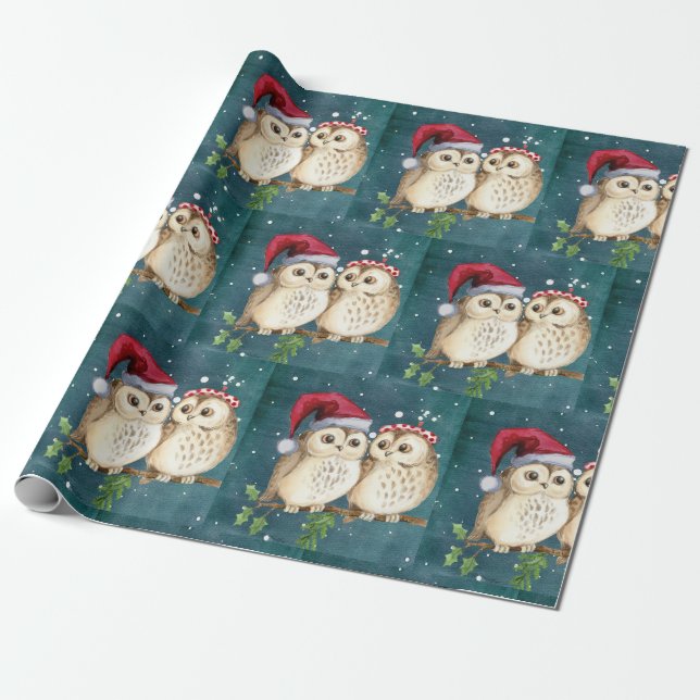 Papier Cadeau Noël aux chouettes (Déroulé)