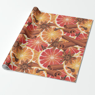 Papier Cadeau Noël aux épices orange