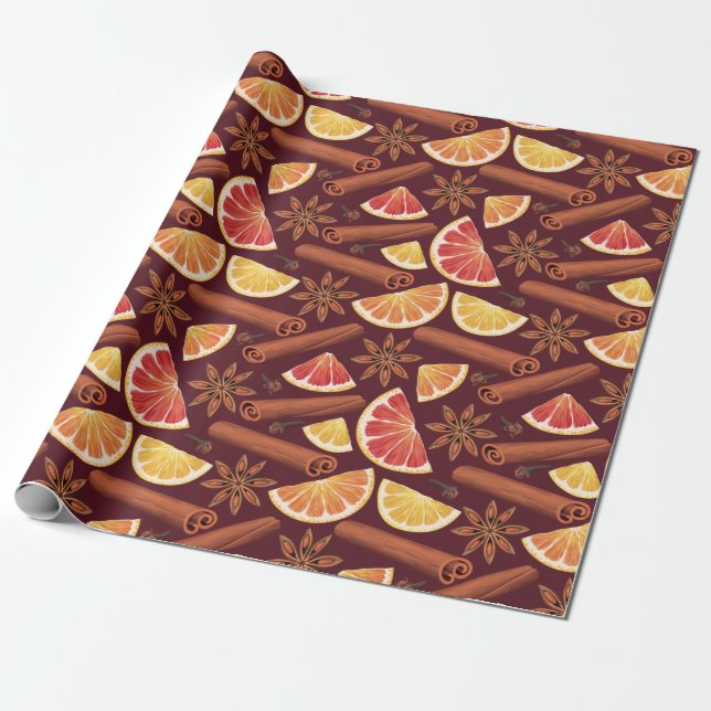 Papier Cadeau Noël aux épices orange (Déroulé)