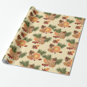 Papier Cadeau Noël aux épices orange