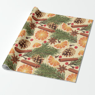 Papier Cadeau Noël aux épices orange