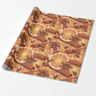 Papier Cadeau Noël aux épices orange