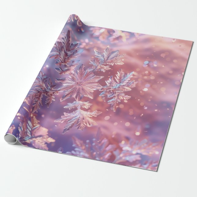 Papier Cadeau Noël aux flocons de neige de lavande (Déroulé)