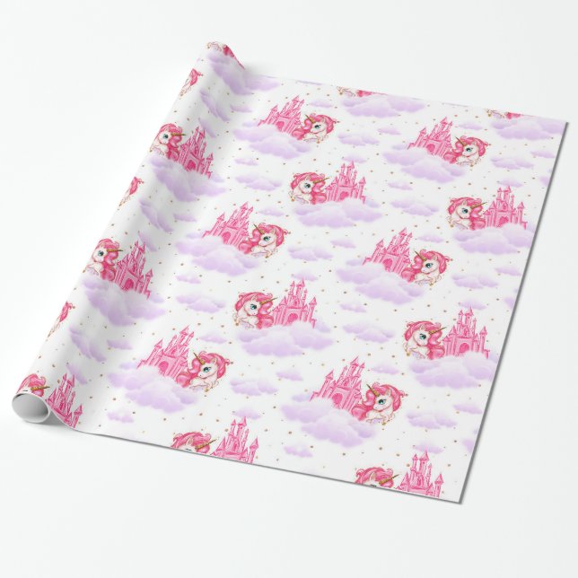 Papier Cadeau Noël aux licornes mignons (Déroulé)