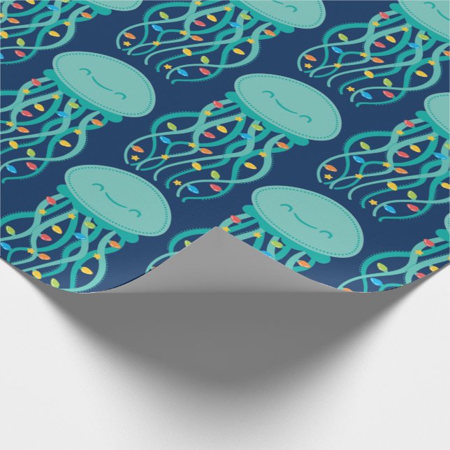 Papier Cadeau Noël aux méduses grand imprimé (Coin)