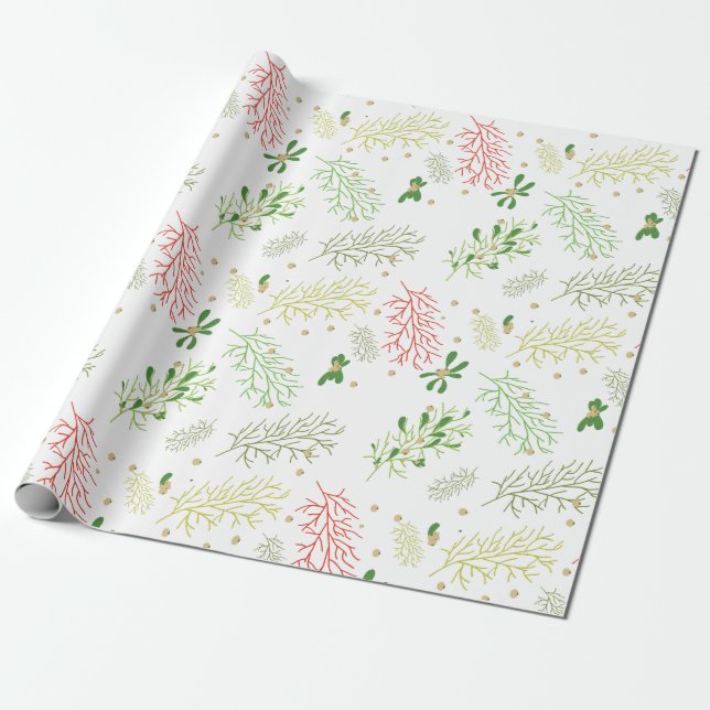 Papier Cadeau Noël avec Mistletoe (Déroulé)