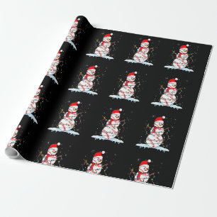 Papier Cadeau Noël Baseball Snowman Père Noël Lumières de Noël p