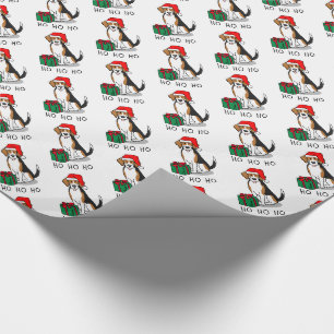 Papier Cadeau Noël Beagle de chapeau de Noël (tri couleur 3) Chi