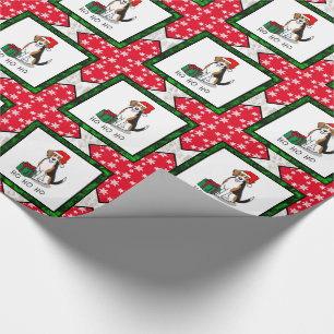 Papier Cadeau Noël Beagle de chapeau de Noël (tri couleur 3) Chi