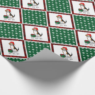 Papier Cadeau Noël Beagle de chapeau de Noël (tri couleur 3) Chi