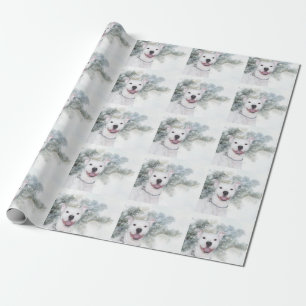 Papier Cadeau Noël blanc Pitbull