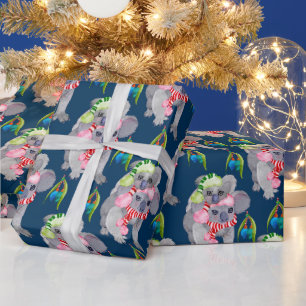 Papier Cadeau Noël bleu de la famille Koala