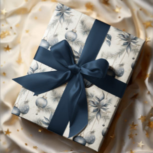 Papier Cadeau Noël bleu et or sophistiqué