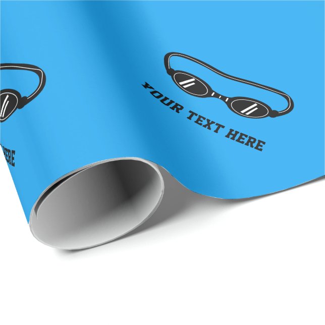 Papier Cadeau Noël bleu fait sur commande de motif de lunettes (Coin rond)
