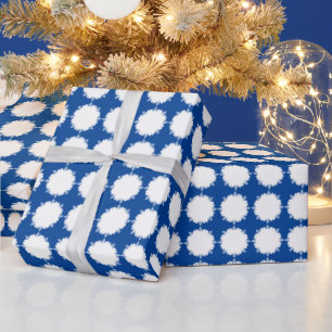 Papier Cadeau Noel bleu foncé et blanc