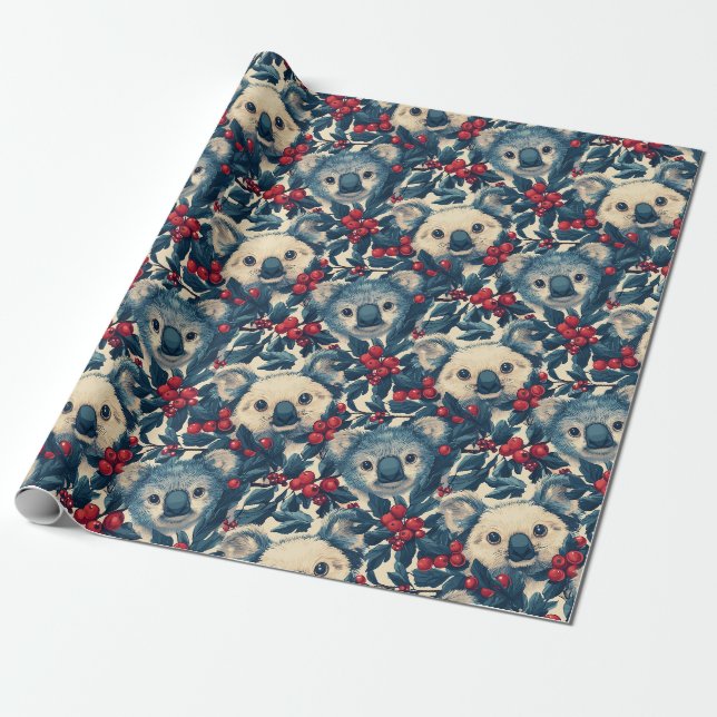 Papier Cadeau Noël Blue Koalas (Déroulé)