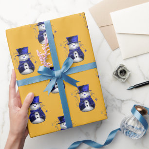 Papier Cadeau Noël Blue Snowman