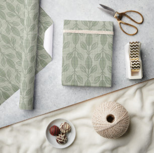 Papier Cadeau Noël botanique vert rustique