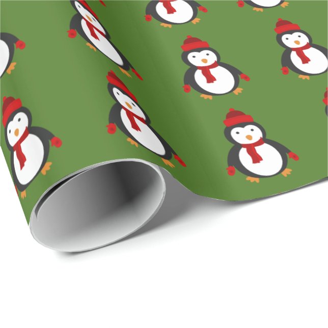Papier Cadeau Noël brillant de papier d'emballage de pingouin de (Coin rond)