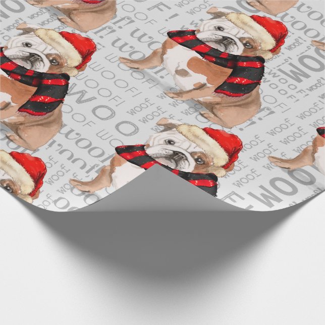 Papier Cadeau Noël Bulldog anglais pour les Amoureux de les chie (Coin)