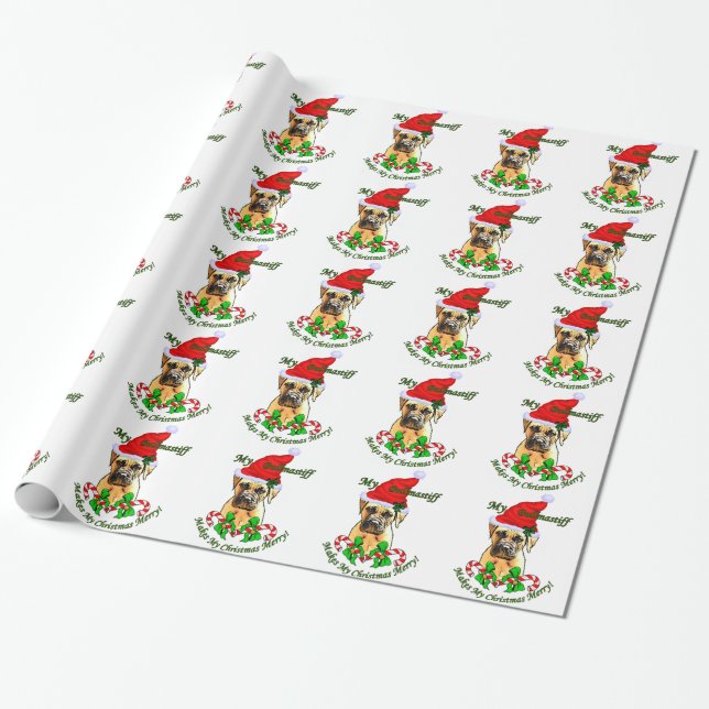 Papier Cadeau Noël Bullmastiff (Déroulé)