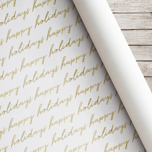 Papier Cadeau Noël Calligraphie Or Moderne