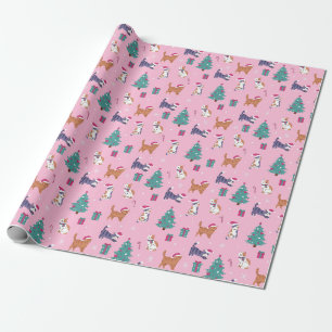 Papier Cadeau Noël Chats et arbres Motif de vacances