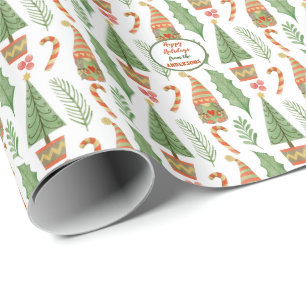 Papier Cadeau Noël Coeur Gnome Motif avec Sucres de canne