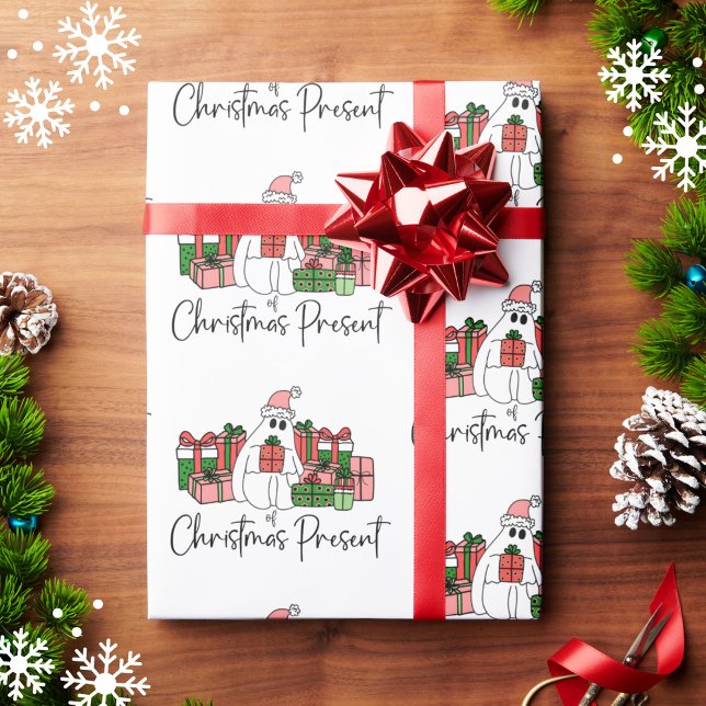 Papier Cadeau Noël Coloré Mignon Drôle (Simple Cute Funny Humor Ghost Christmas Wrapping Paper)