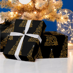 Papier Cadeau Noël contemporain noir et or