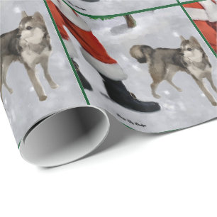 Papier Cadeau Noël d'Alaska de Klee Kai joyeux