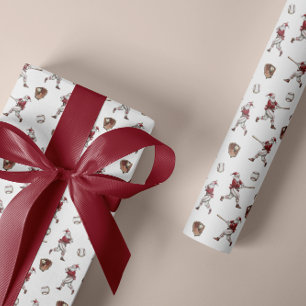 Papier Cadeau Noël de Baseball Père Noël