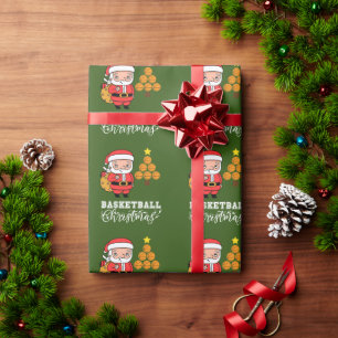 Papier Cadeau Noël de basket du Père Noël pour le joueur