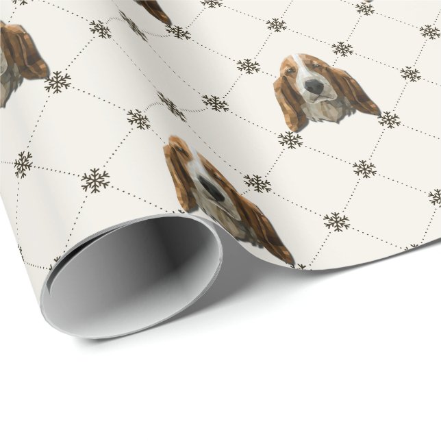 Papier Cadeau Noël de Basset Hound (Coin rond)