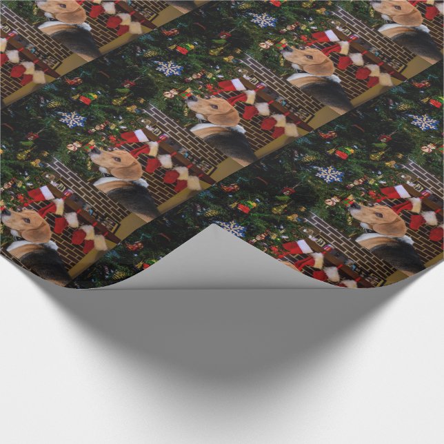 Papier Cadeau Noël de beagle (Coin)