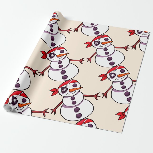 Papier Cadeau Noël de bonhomme de neige de pirate Joyeux (Déroulé)