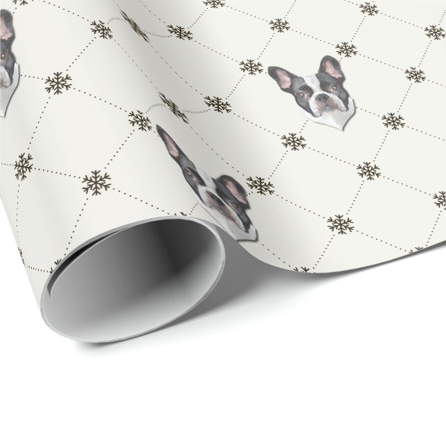 Papier Cadeau Noël de bouledogue français (Coin rond)